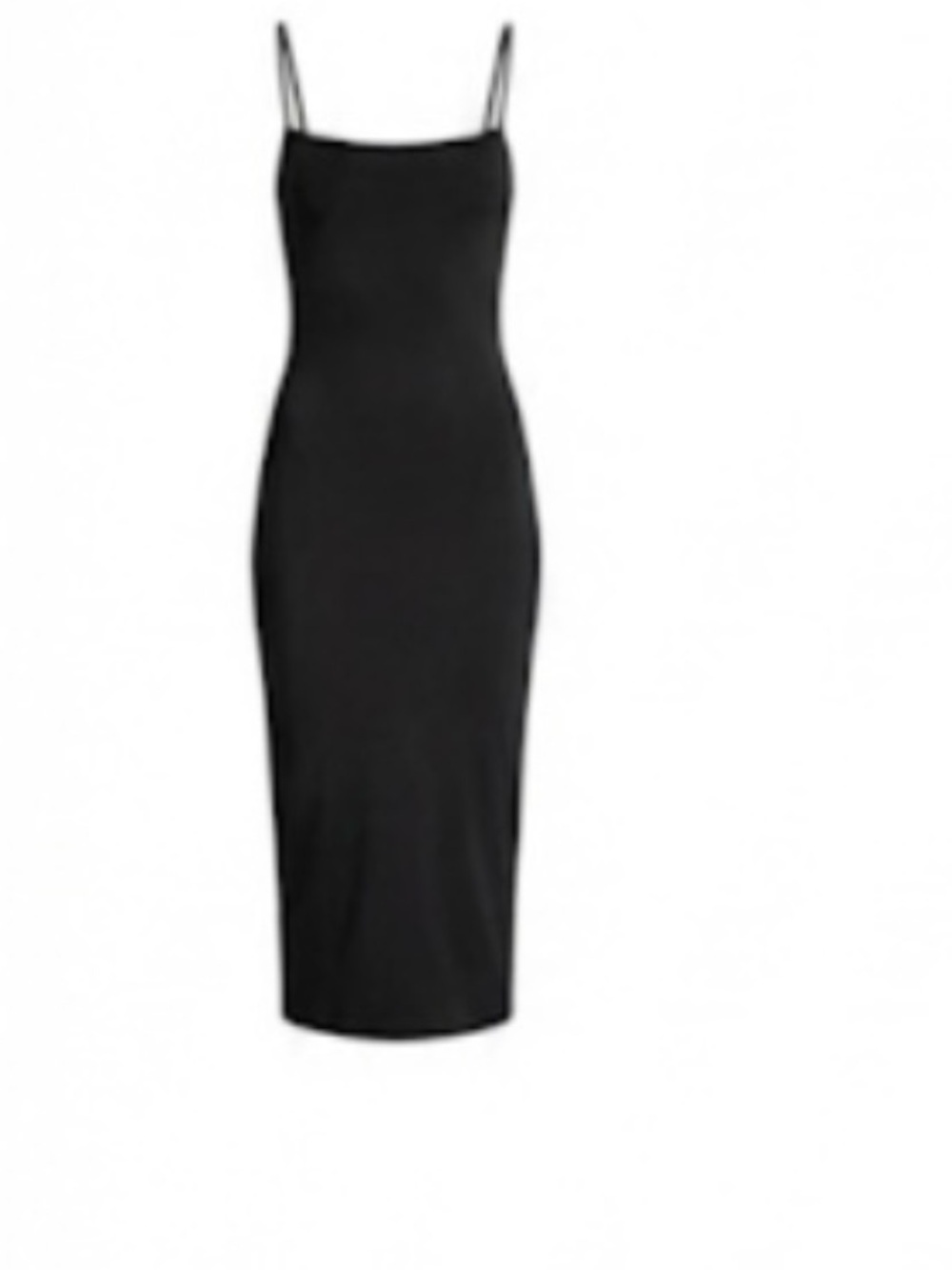 Good American Black Midi Slip Dress with Spaghetti Straps